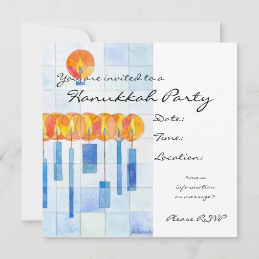 Invitation Les bougies de Hanoukka (Dos)