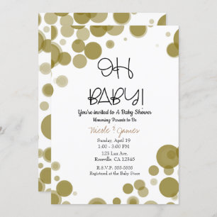 Invitation Les bulles de points Polka Gold et White OH Baby s
