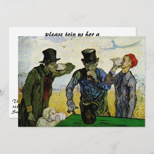 Invitation Les buveurs de Vincent van Gogh (Devant / Derrière)