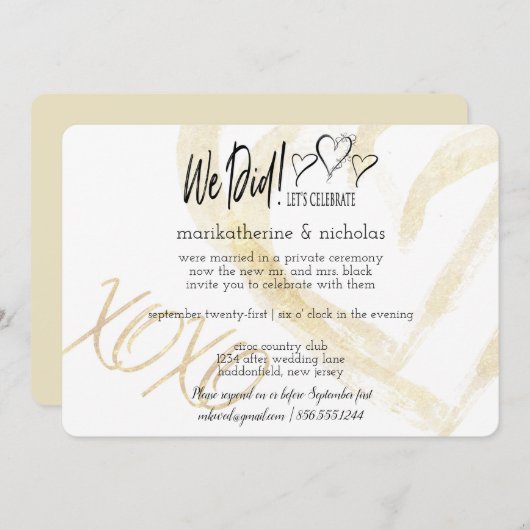 Invitation Les câlins, les baisers et les coeurs après la fêt (Devant / Derrière)