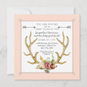 Invitation Les cerfs communs carrés Antler rougissent douche (Devant)