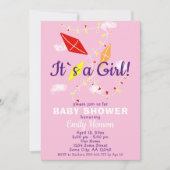 Invitation Les cerfs-volants dans le ciel rose C`est un Baby  (Devant)