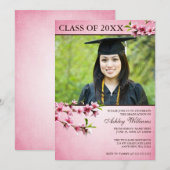 Invitation Les cerisiers fleurissent une photo rose Vintage (Devant / Derrière)