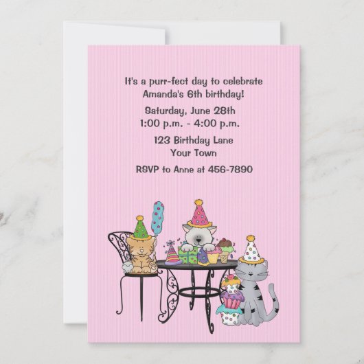 Invitation Les chats d'anniversaire (Devant)