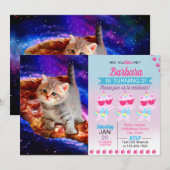 Invitation Les chats dans la pizza spatiale (Devant / Derrière)