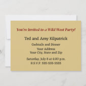 Invitation Les Chevaux de l'Ouest sauvage de Buffalo Bill (Dos)