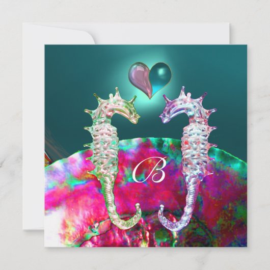 INVITATION LES CHEVAUX DE MER DANS AMOUREUX BEACH MARIAGE MON (Devant)