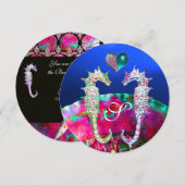 INVITATION LES CHEVAUX DE MER DANS AMOUREUX BEACH MARIAGE MON (Devant / Derrière)