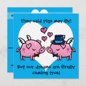 Invitation Les cochons de mariée homosexuelle peuvent voler f (Devant / Derrière)