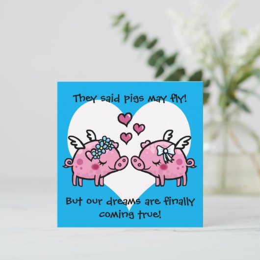 Invitation Les cochons homosexuels mariés peuvent voler en fa (Debout devant)