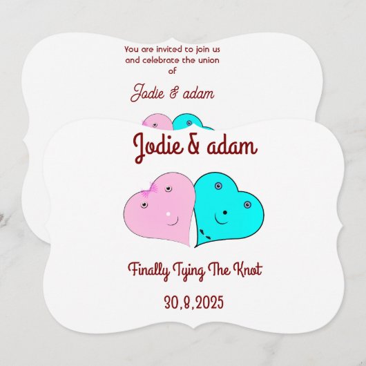 Invitation les coeurs de m. & mrs (Devant / Derrière)