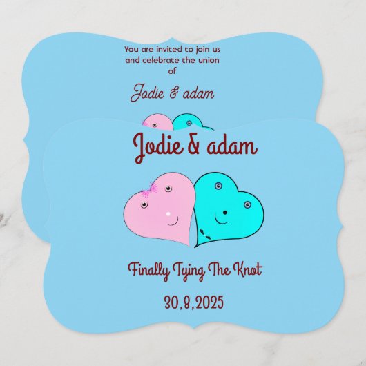 Invitation les coeurs de m. & mrs (Devant / Derrière)