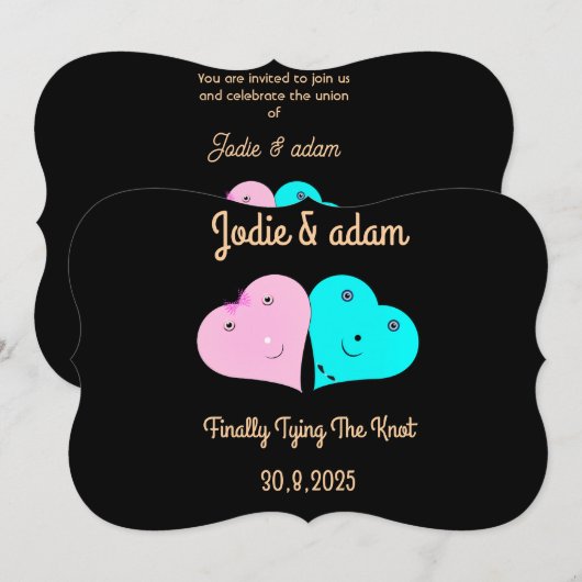 Invitation les coeurs de m. & mrs (Devant / Derrière)