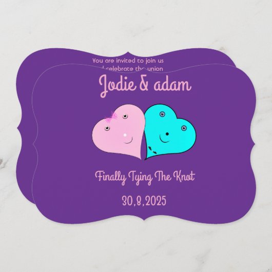 Invitation les coeurs de m. & mrs (Devant / Derrière)