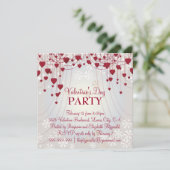 Invitation Les Coeurs rouges sur le parti des Valentines blan (Debout devant)