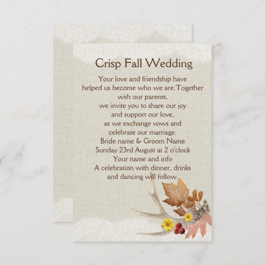 Invitation Les colliers d'automne sur Burlap (Devant / Derrière)