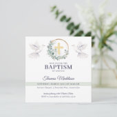 Invitation Les colombes blanches croisent le baptême chrétien (Debout devant)