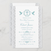 Invitation Les colombes bleues religieuses (Devant / Derrière)