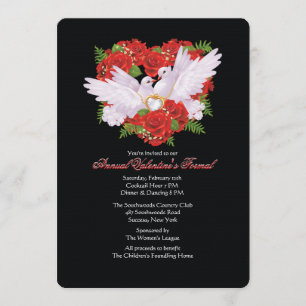 Invitation Les colombes et les Roses de la Saint Valentin