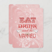 Invitation Les colombes mariages sur la pêche (Devant / Derrière)