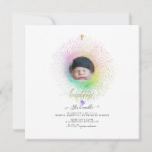 Invitation Les Confettis arc-en-ciel Faire partie de Baptême (Dos)