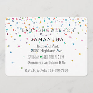 Invitation Les confettis heureux pointillent le baby shower
