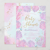 Invitation Les Coquillages Sous Le Baby shower Marin (Devant / Derrière)