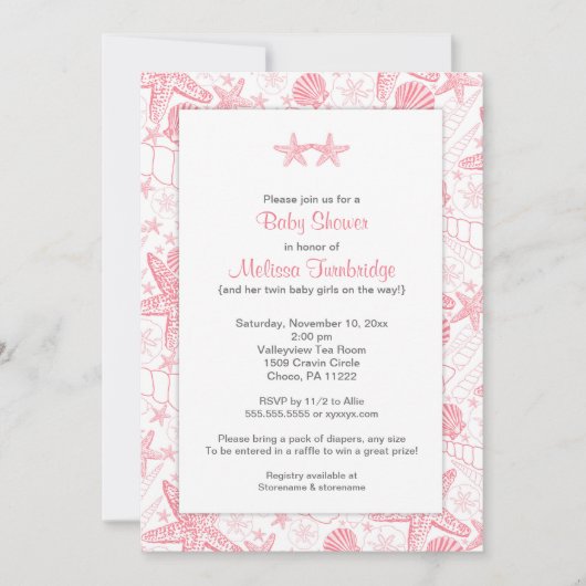 Invitation Les coquilles de mer roses Les étoiles de mer Les (Devant)