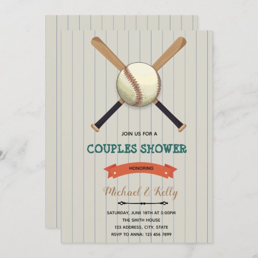 Invitation Les couples de baseball se font inviter (Devant / Derrière)