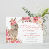 Invitation Les couples de lapin de Pâques baby shower de fleu (Debout devant)