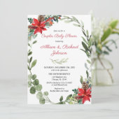 Invitation Les couples de Noël baby shower une couronne de ve (Debout devant)