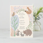 Invitation "Les créatures des bois baby shower animal rustiqu (Debout devant)