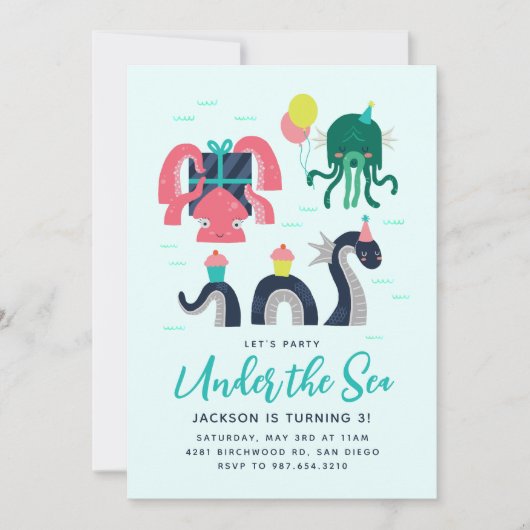 Invitation Les créatures mythiques de la mer (Devant)