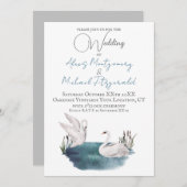 Invitation Les cygnes d'aquarelle romantiques sur un Mariage  (Devant / Derrière)