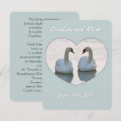 Invitation Les cygnes d'oiseau d'amour dans le coeur regarden (Devant / Derrière)