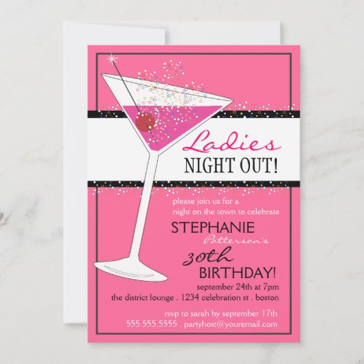 Invitation Les Dames sortent Martini Célébration d'anniversai (Devant)