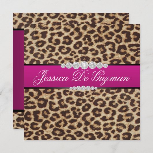 Invitation Les débuts du léopard rose chaud (Devant / Derrière)