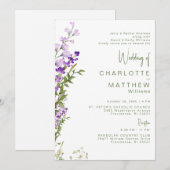 Invitation Les deux parents 2 Venue Lavender Mariage (Devant / Derrière)