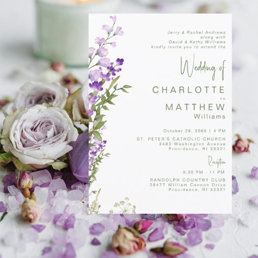 Invitation Les deux parents 2 Venue Lavender Photo Mariage
