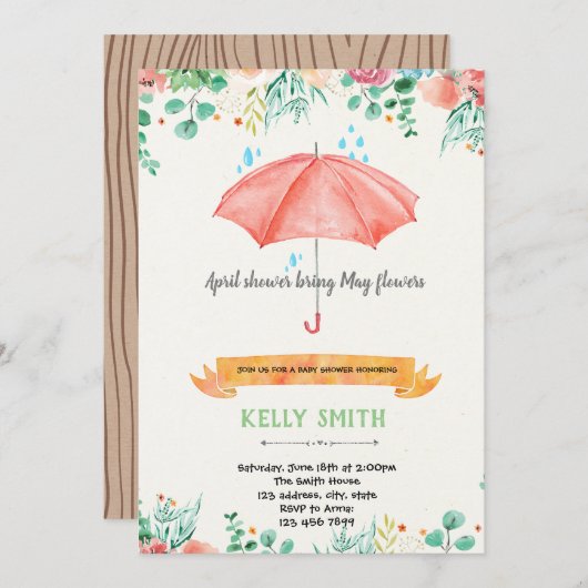 Invitation Les douches d'avril apportent l'invitation aux fle (Devant / Derrière)