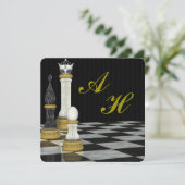 Invitation Les échecs ont inspiré l'invitation décorée d'un (Debout devant)