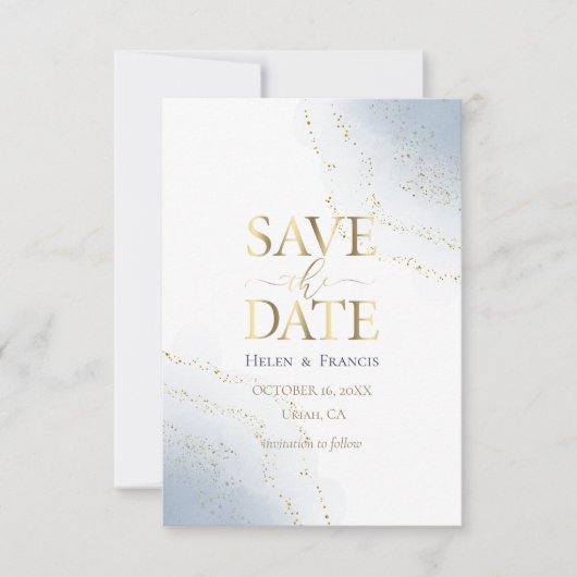 Invitation les éclaboussures bleues et la parties scintillant (Devant)