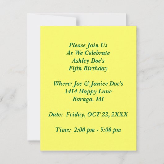 Invitation Les elfes chantent les grenouilles Cattails Annive (Dos)