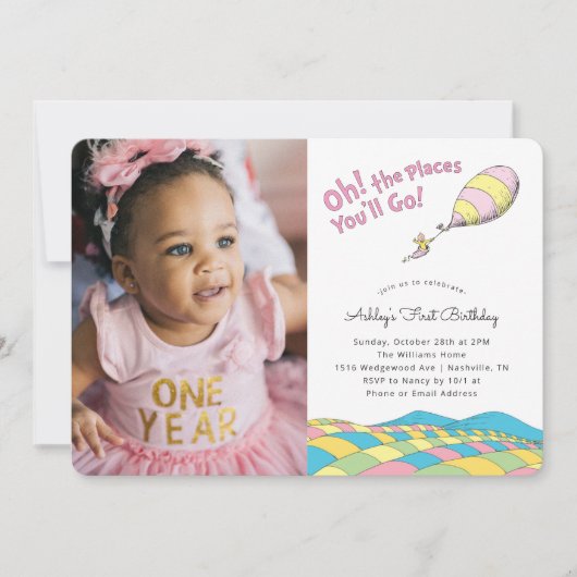 Invitation Les Endroits où tu iras ! | Fille Anniversaire - P (Devant)