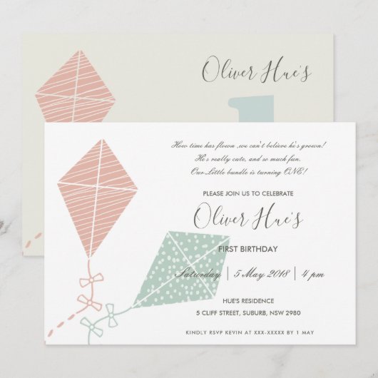 INVITATION LES ENFANTS BLEUS ROSE BLEUE BLEUE CUISINES TODDLE (Devant / Derrière)