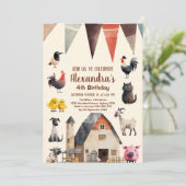 Invitation Les enfants des animaux de la ferme Fête d'anniver (Debout devant)