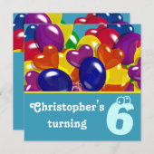 Invitation Les enfants font la fête en ballons n'importe quel (Devant / Derrière)