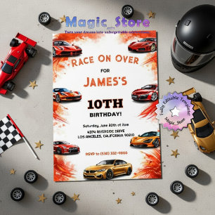 Invitation Les enfants modernes courent dans une voiture de c