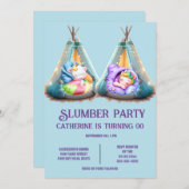 Invitation Les enfants somnolent pyjama teepee party (Devant / Derrière)