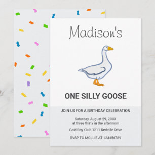 Invitation Les enfants Une Oie Ridicule Premier Anniversaire